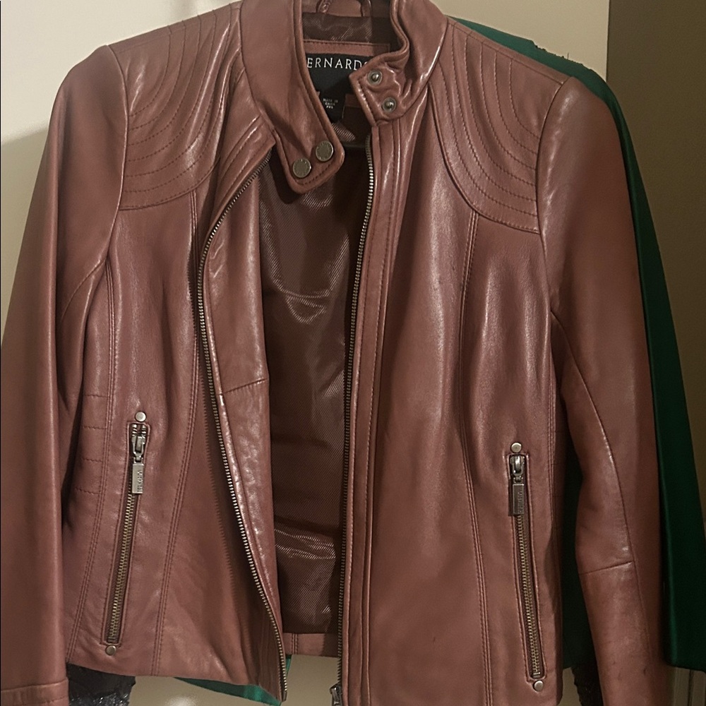 Bernardo Brown Leather Jacket for Women